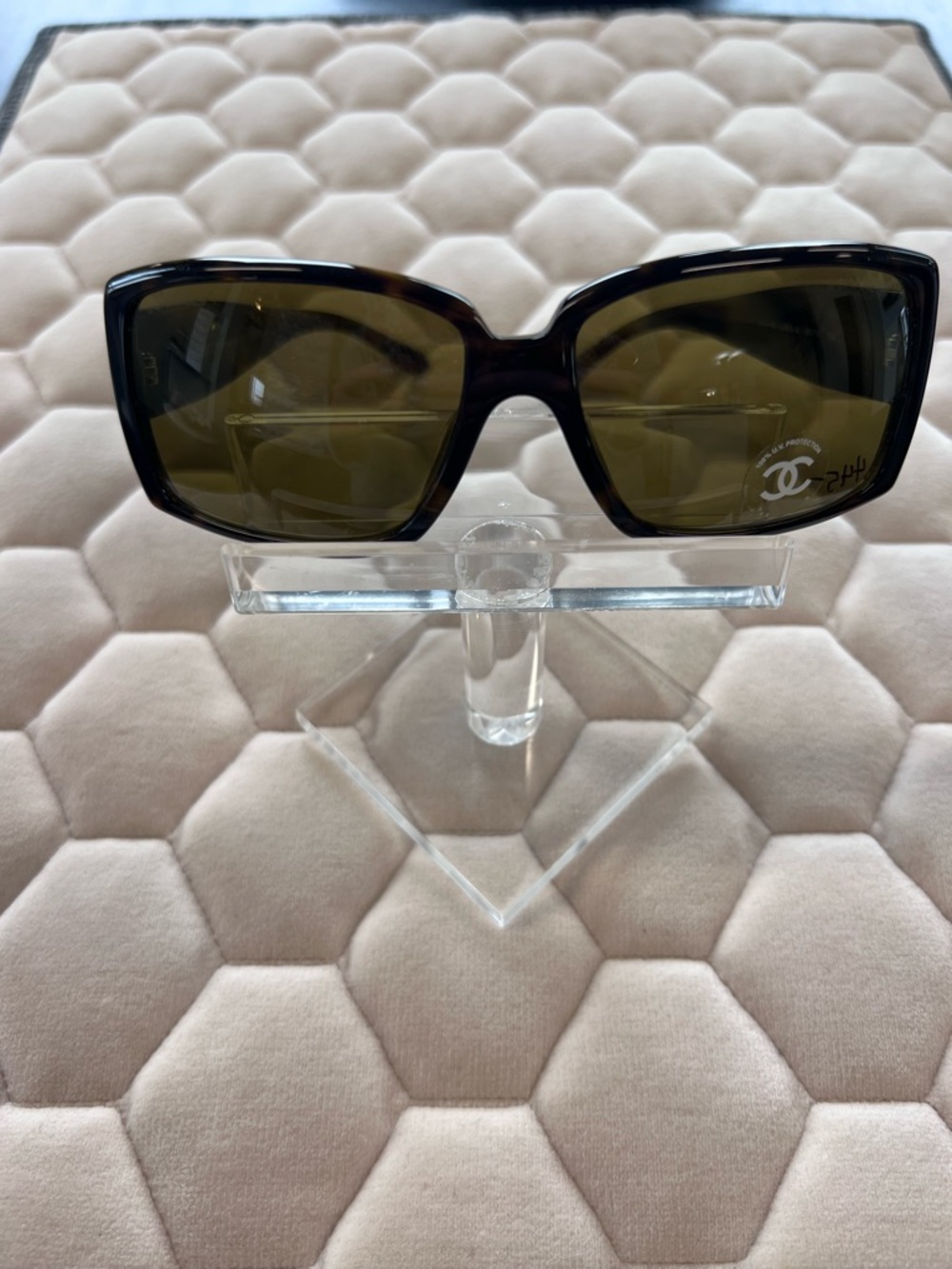 Authentic Chanel  Oversized Square Sunglasses in dark tortoise and faux horn